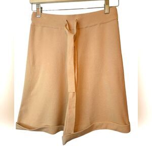 FORE Tan Knit Shorts with Tie Waist and Cuff Hemline Athleisure Causal Size M